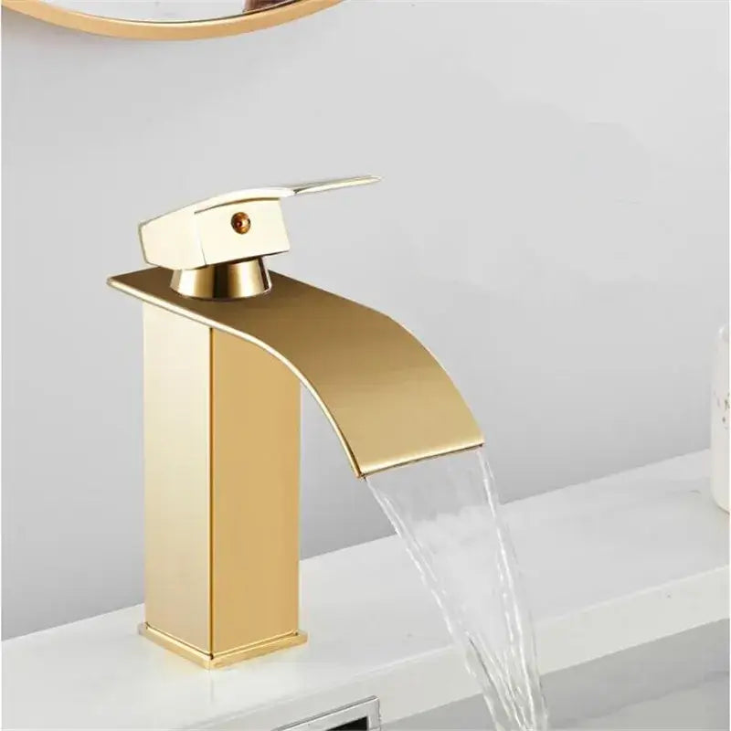 Modern gold waterfall basin faucet bathroom mixer tap