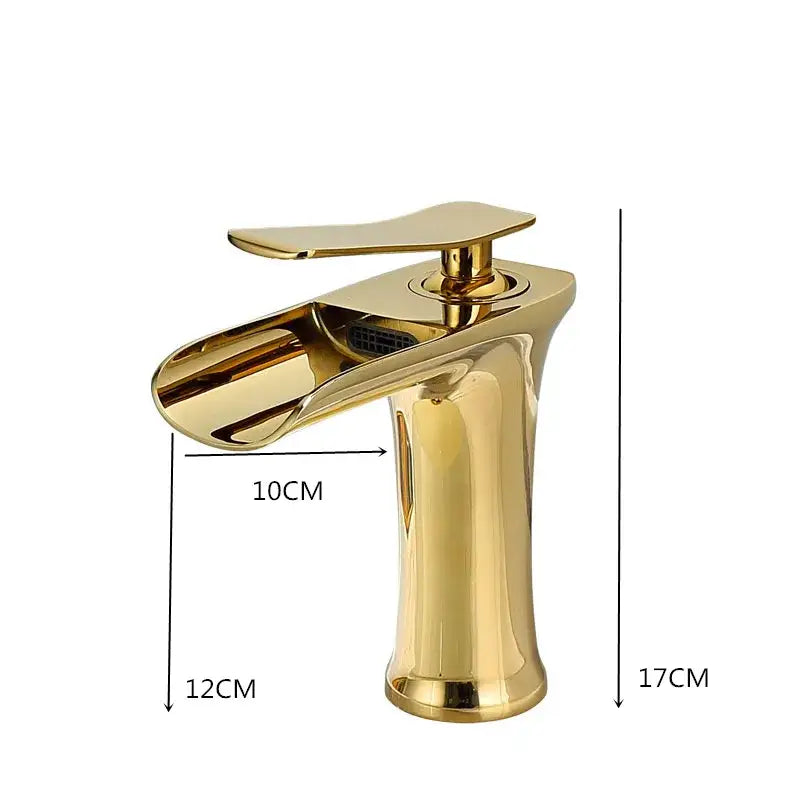 Modern gold waterfall basin faucet – bathroom single lever tap