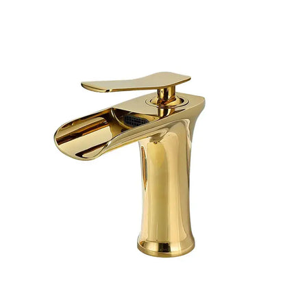 Modern gold waterfall basin faucet – bathroom single lever tap