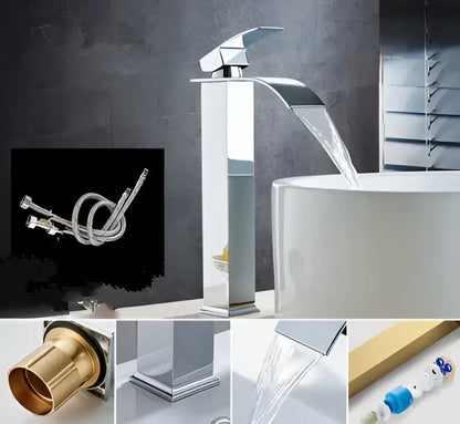 Modern gold waterfall basin faucet bathroom sink mixer tap