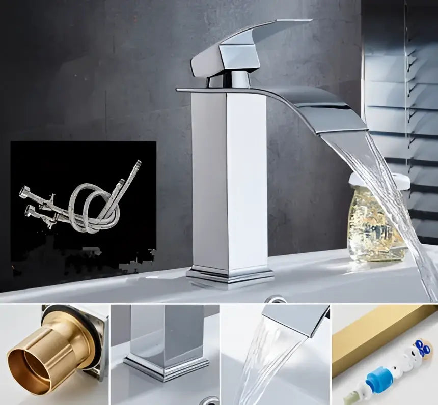 Modern gold waterfall basin faucet bathroom sink mixer tap