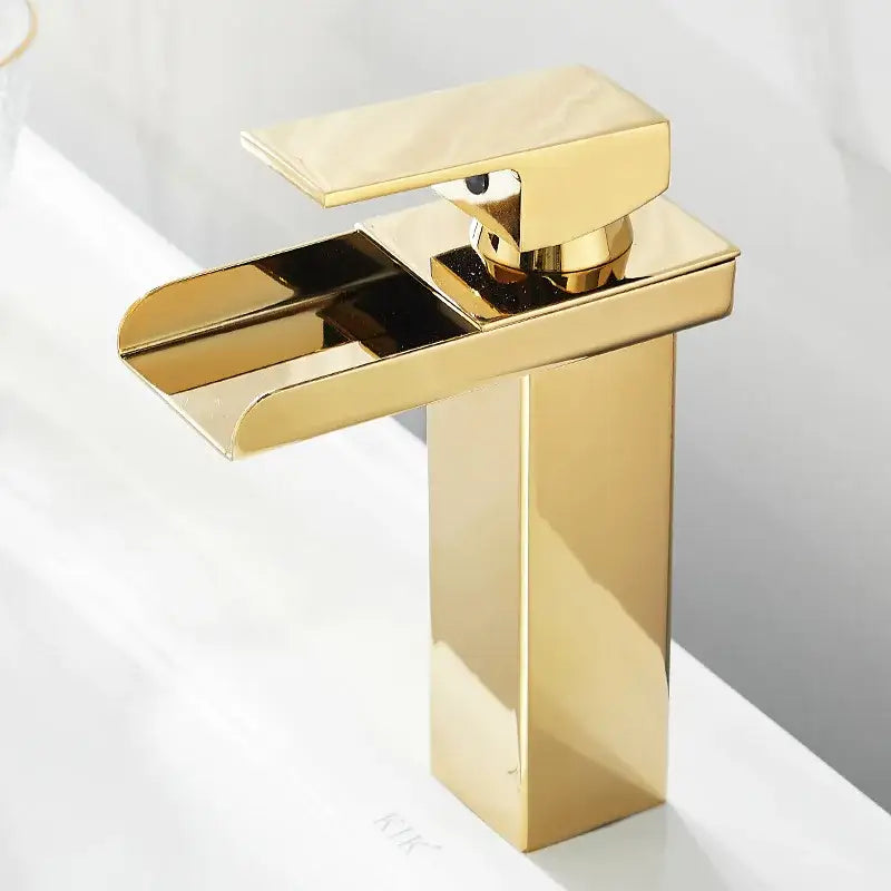 Modern gold waterfall basin faucet bathroom sink mixer tap