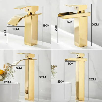 Modern gold waterfall basin faucet bathroom sink mixer tap