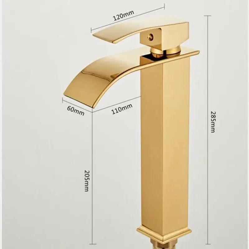 Modern gold waterfall basin faucet bathroom sink mixer tap