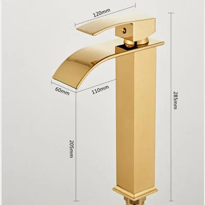 Modern gold waterfall basin faucet bathroom sink mixer tap
