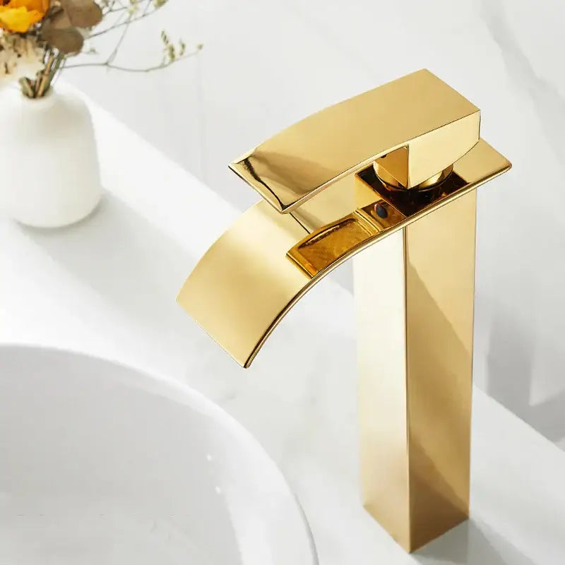 Modern gold waterfall basin faucet bathroom sink mixer tap