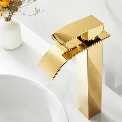 Modern gold waterfall basin faucet bathroom sink mixer tap