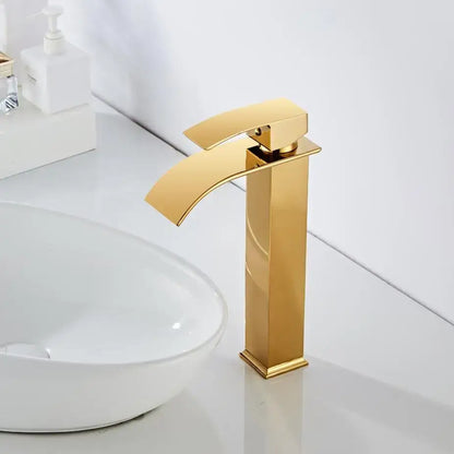 Modern gold waterfall basin faucet bathroom sink mixer tap