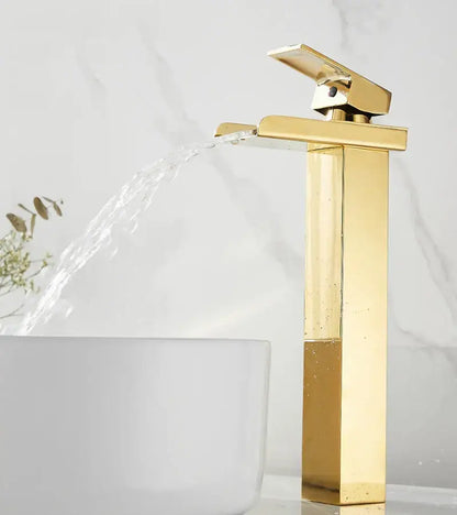 Modern gold waterfall basin faucet bathroom sink mixer tap