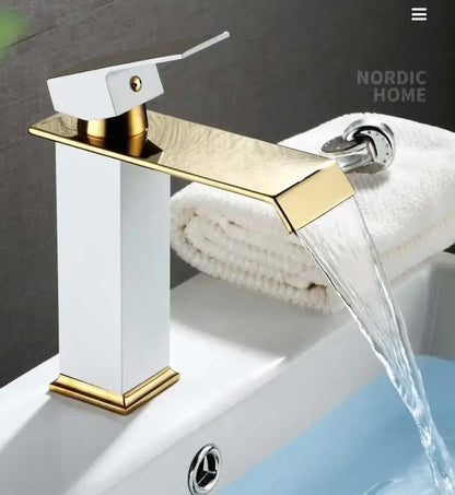Modern gold waterfall basin faucet bathroom sink mixer tap