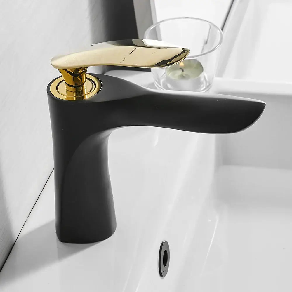 Modern gold waterfall bathroom faucet single handle basin tap