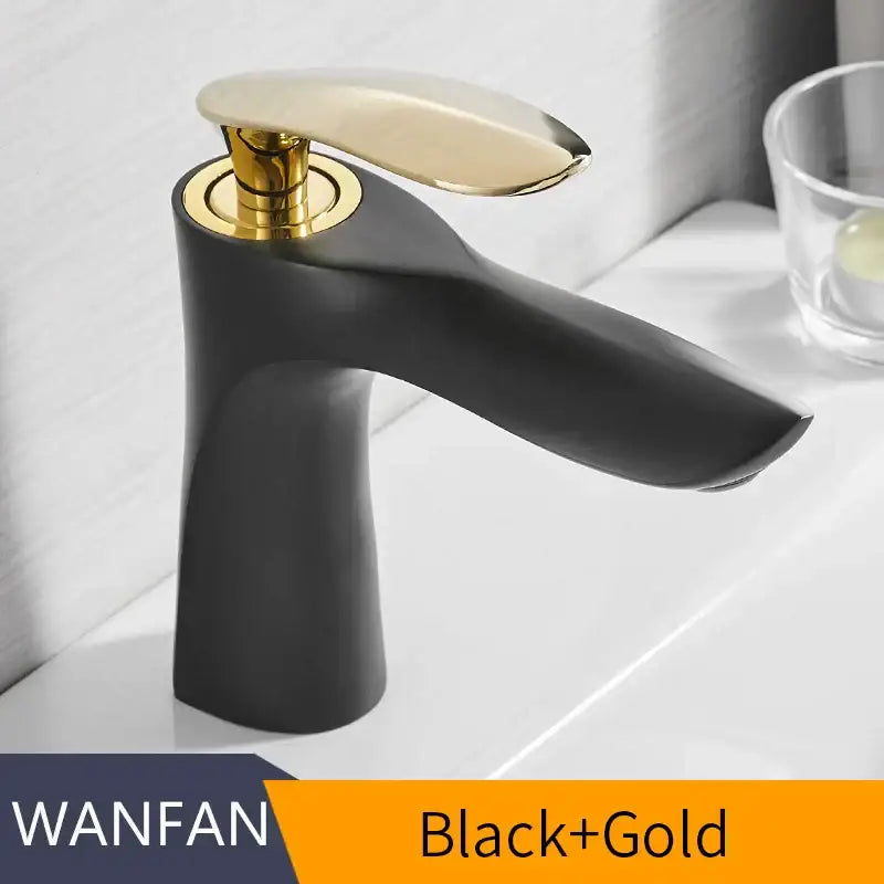 Modern gold waterfall bathroom faucet single handle basin tap