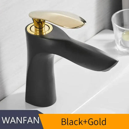 Modern gold waterfall bathroom faucet single handle basin tap