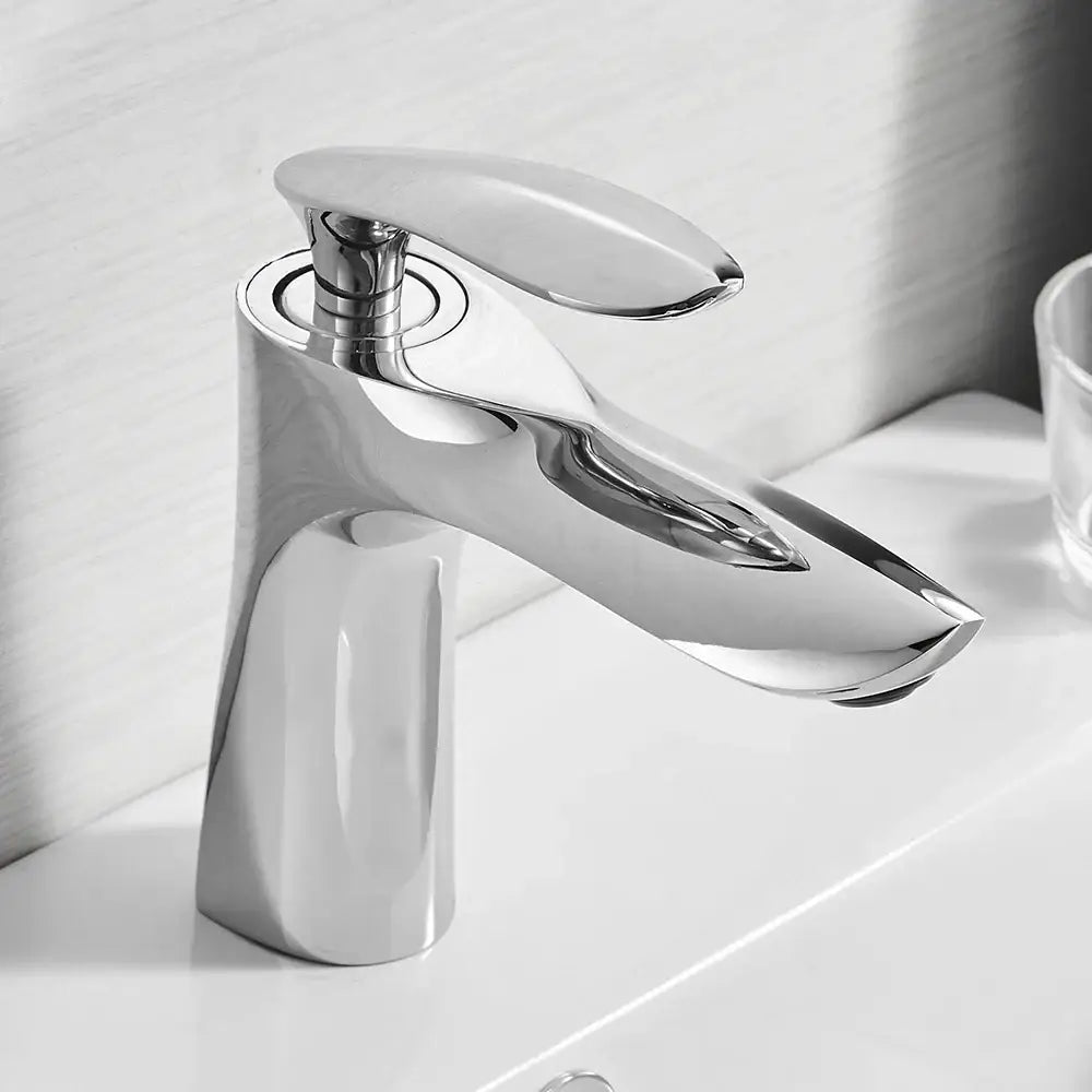 Modern gold waterfall bathroom faucet single handle basin tap