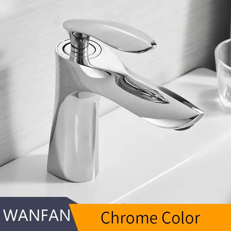 Modern gold waterfall bathroom faucet single handle basin tap