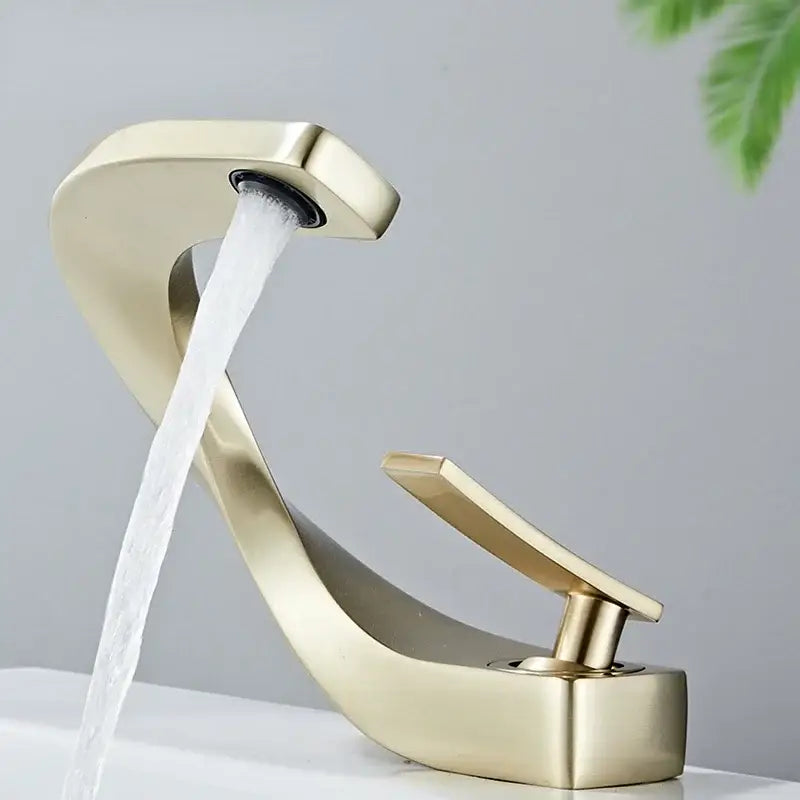 Modern gold waterfall brass basin faucet bathroom sink tap