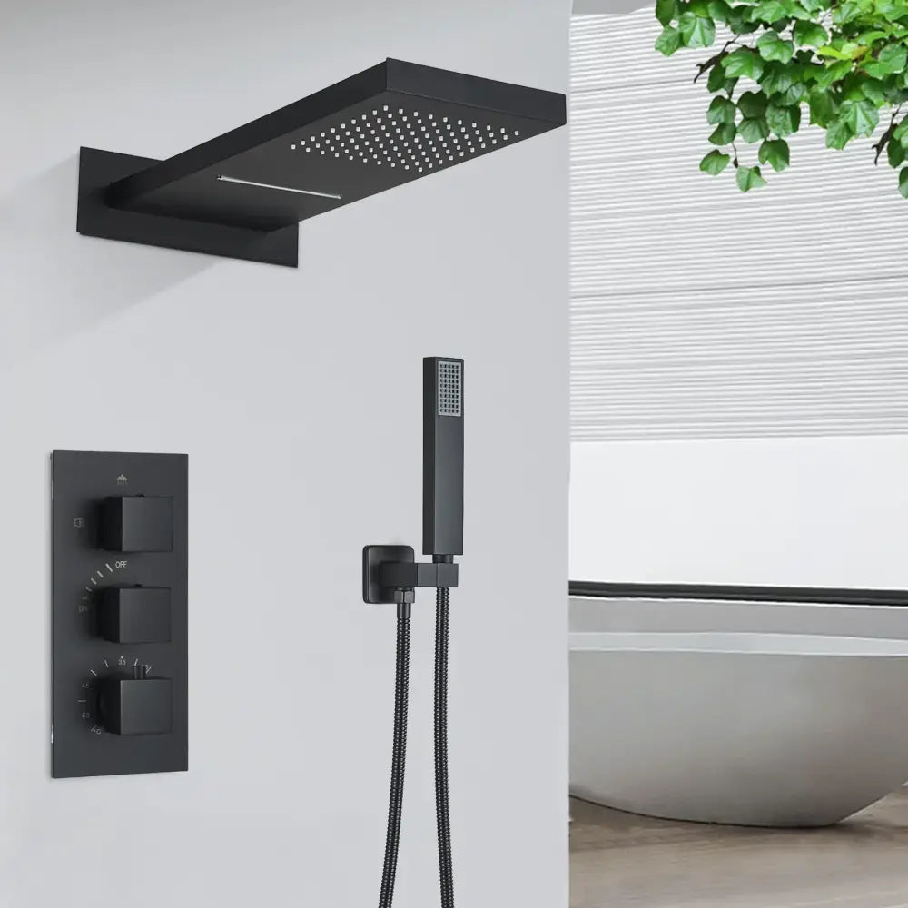 Modern gold waterfall shower faucet set bathroom wall mounted system