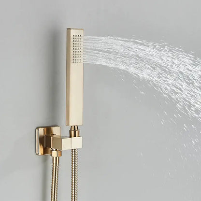 Modern gold waterfall shower faucet set bathroom wall mounted system