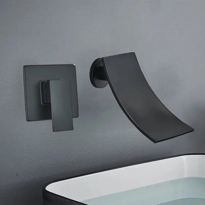 Modern gold waterfall wall mount faucet for bathroom basin mixer