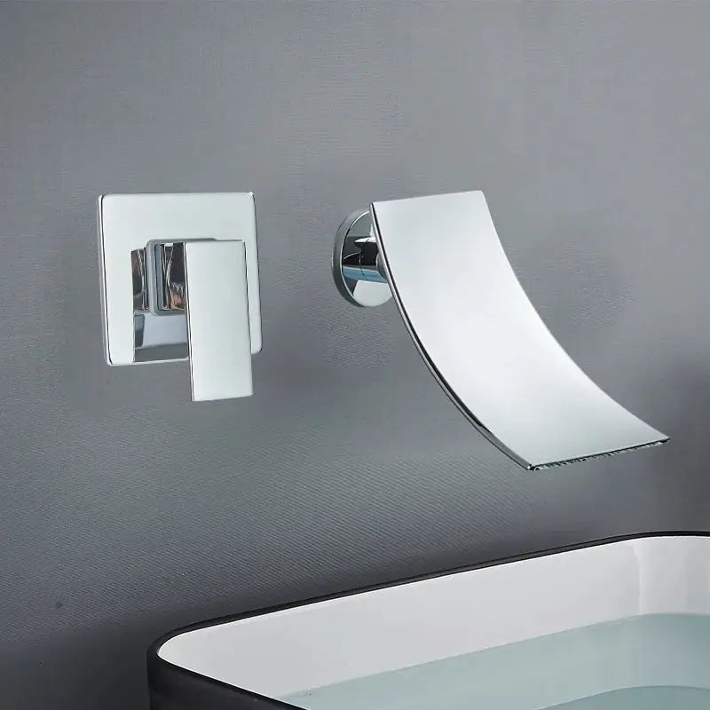 Modern gold waterfall wall mount faucet for bathroom basin mixer