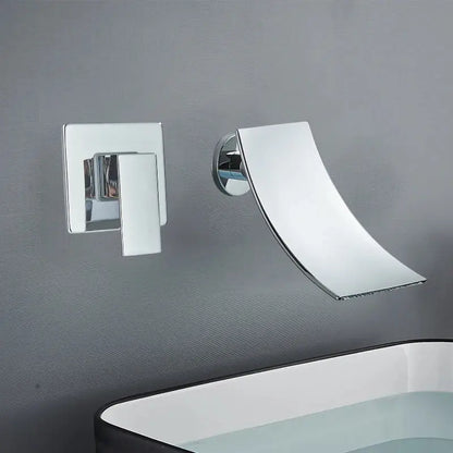 Modern gold waterfall wall mount faucet for bathroom basin mixer