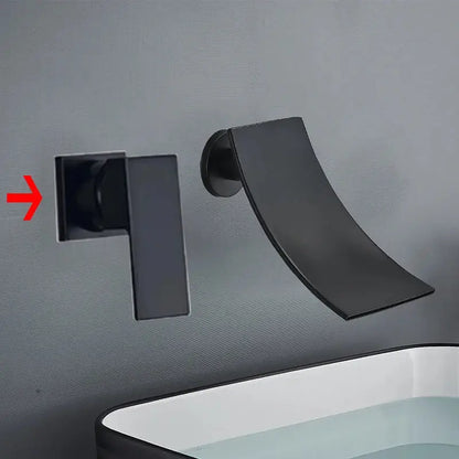 Modern gold waterfall wall mount faucet for bathroom basin mixer