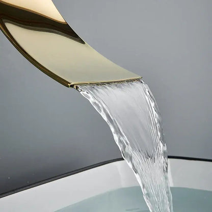 Modern gold waterfall wall mount faucet for bathroom basin mixer