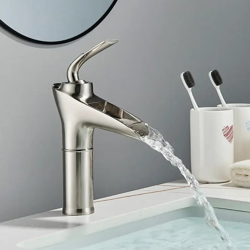 Modern gold waterfall wine glass basin faucet bathroom mixer