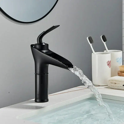Modern gold waterfall wine glass basin faucet bathroom mixer