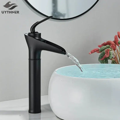 Modern gold waterfall wine glass basin faucet bathroom mixer
