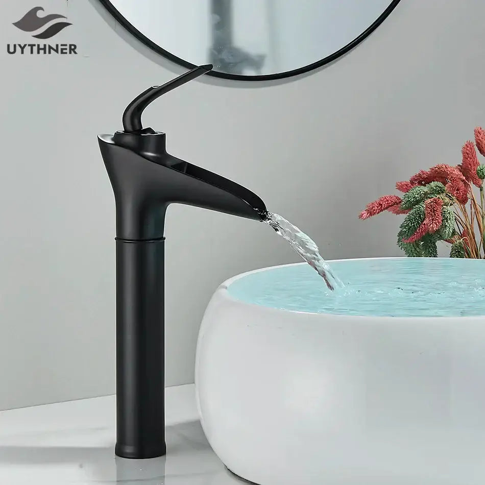 Modern gold waterfall wine glass basin faucet bathroom mixer