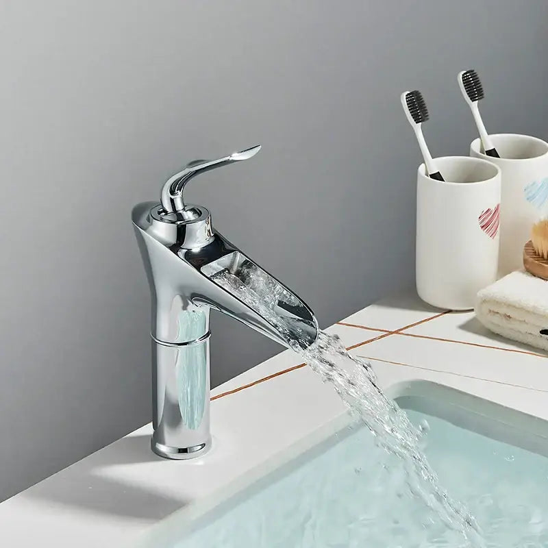Modern gold waterfall wine glass basin faucet bathroom mixer