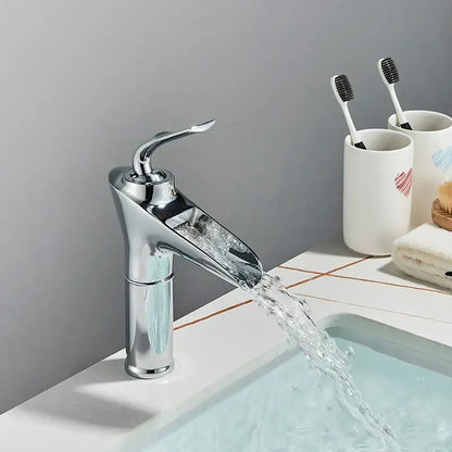 Modern gold waterfall wine glass basin faucet bathroom mixer