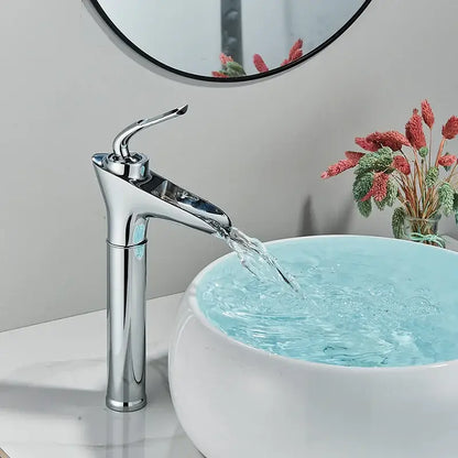 Modern gold waterfall wine glass basin faucet bathroom mixer