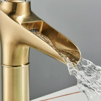 Modern gold waterfall wine glass basin faucet bathroom mixer