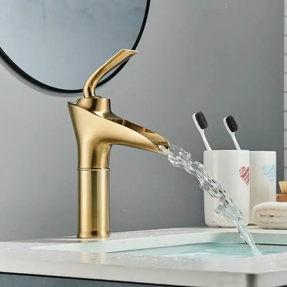 Modern gold waterfall wine glass basin faucet bathroom mixer