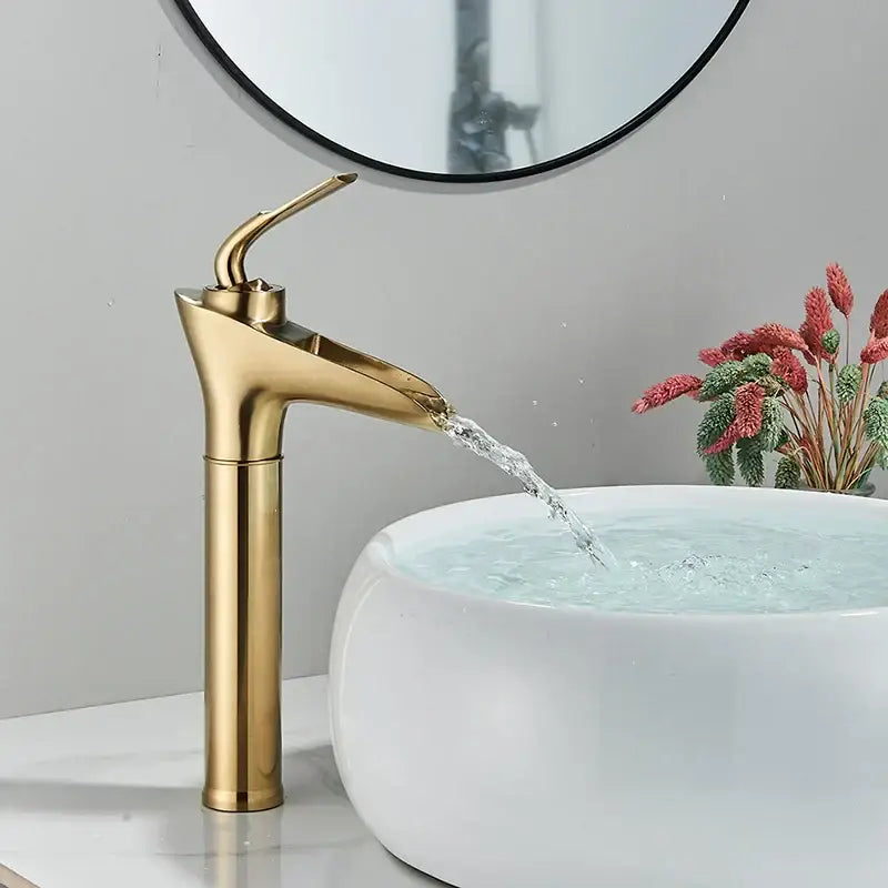Modern gold waterfall wine glass basin faucet bathroom mixer