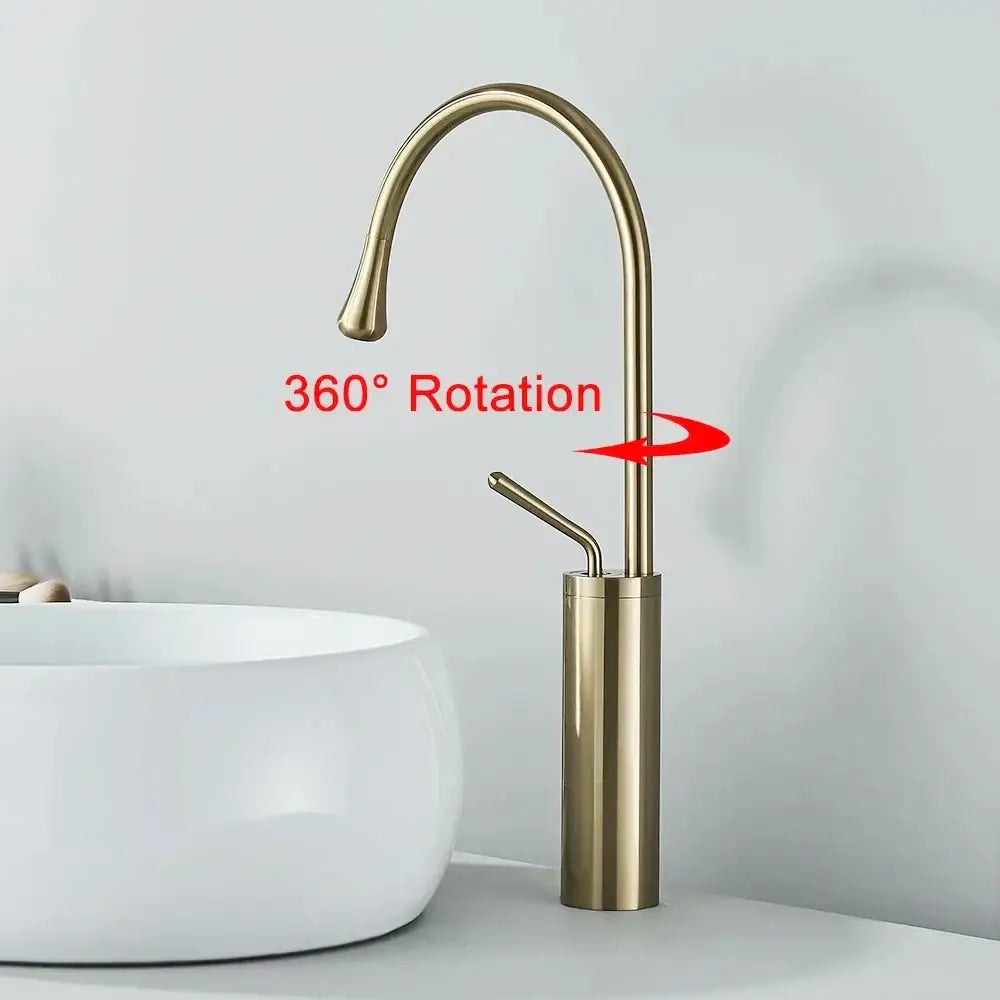 Modern gold waterfall wine glass basin faucet bathroom mixer