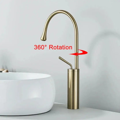 Modern gold waterfall wine glass basin faucet bathroom mixer