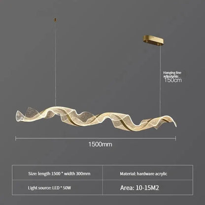 Modern gold wave design acrylic pendant light living room