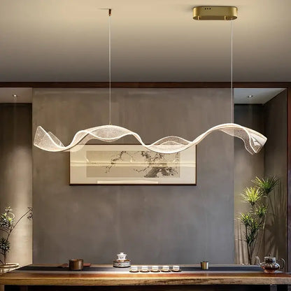 Modern gold wave design acrylic pendant light living room