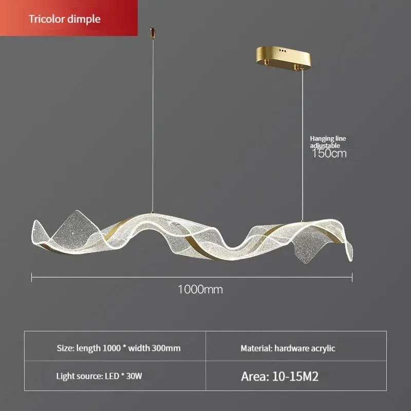 Modern gold wave design acrylic pendant light living room