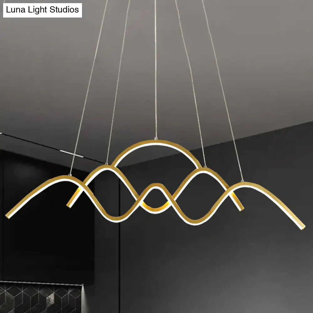 Modern gold wave led island light fixture dining room