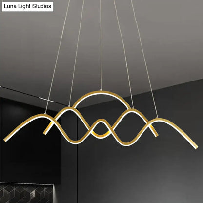 Modern gold wave led island light fixture dining room
