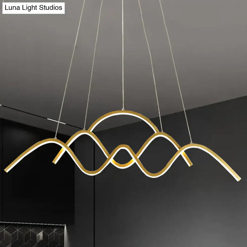 Modern gold wave led island light fixture dining room