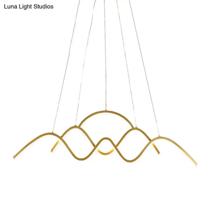 Modern gold wave led island light fixture dining room