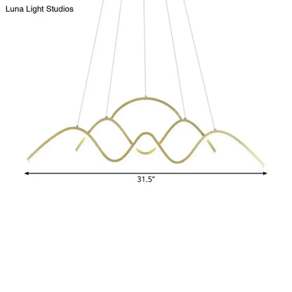Modern gold wavy island lighting kitchen pendant light