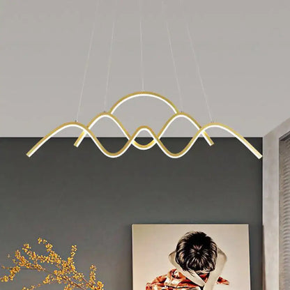Modern gold wavy island lighting kitchen pendant light
