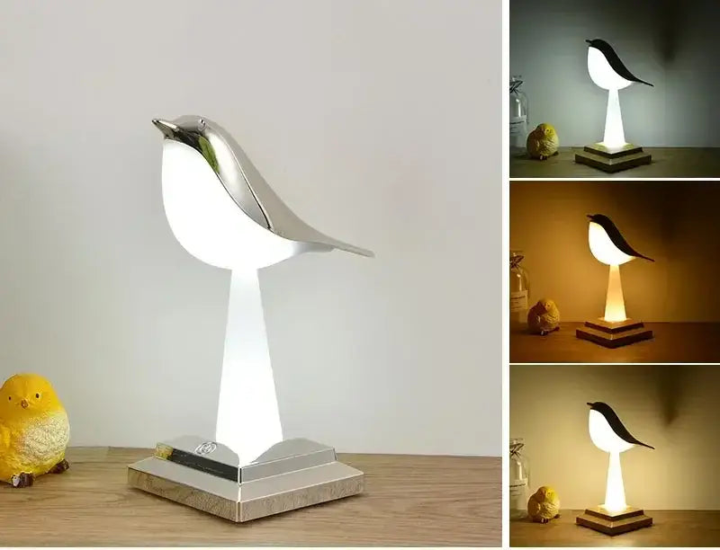 Modern gold & white bird table lamp desk light bedroom aromatherapy