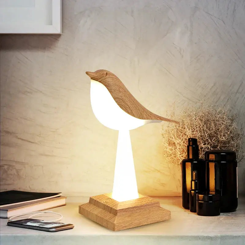 Modern gold & white bird table lamp desk light bedroom aromatherapy